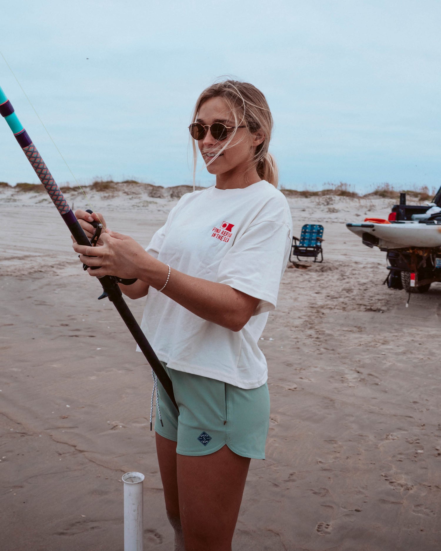 Lifestyle shot of the Beacons Short - Green Bay. 