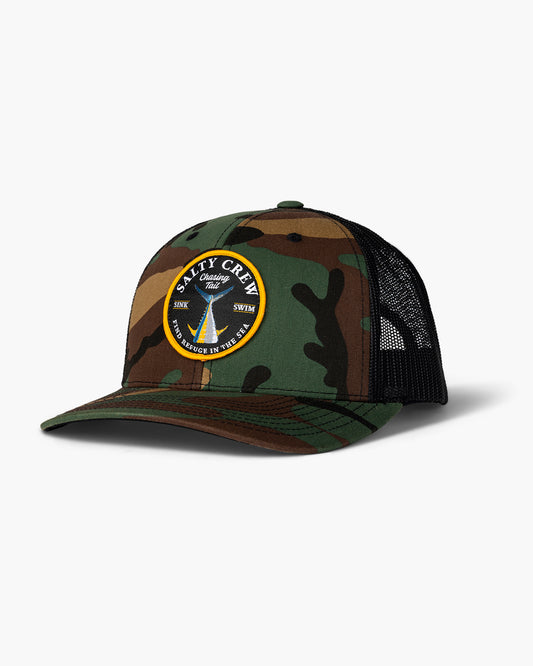 front view of Bottom Dweller Camo Retro Trucker