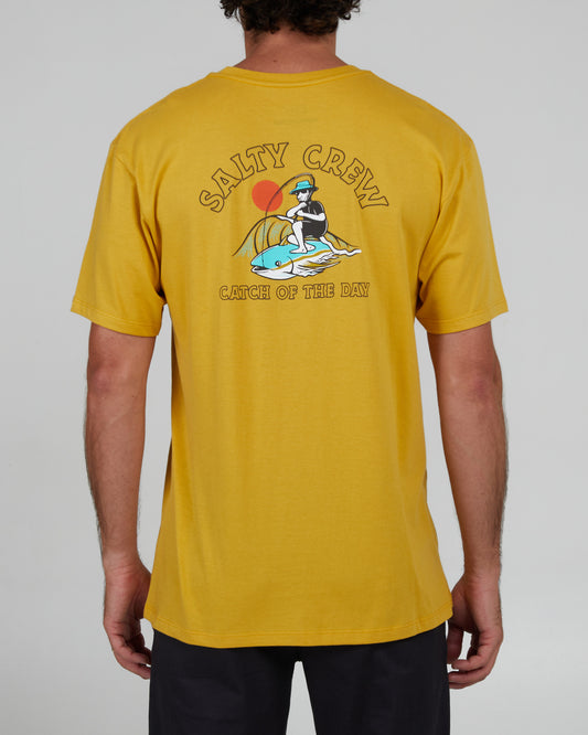 back view of Catch of the Day Mustard S/S Premium Tee