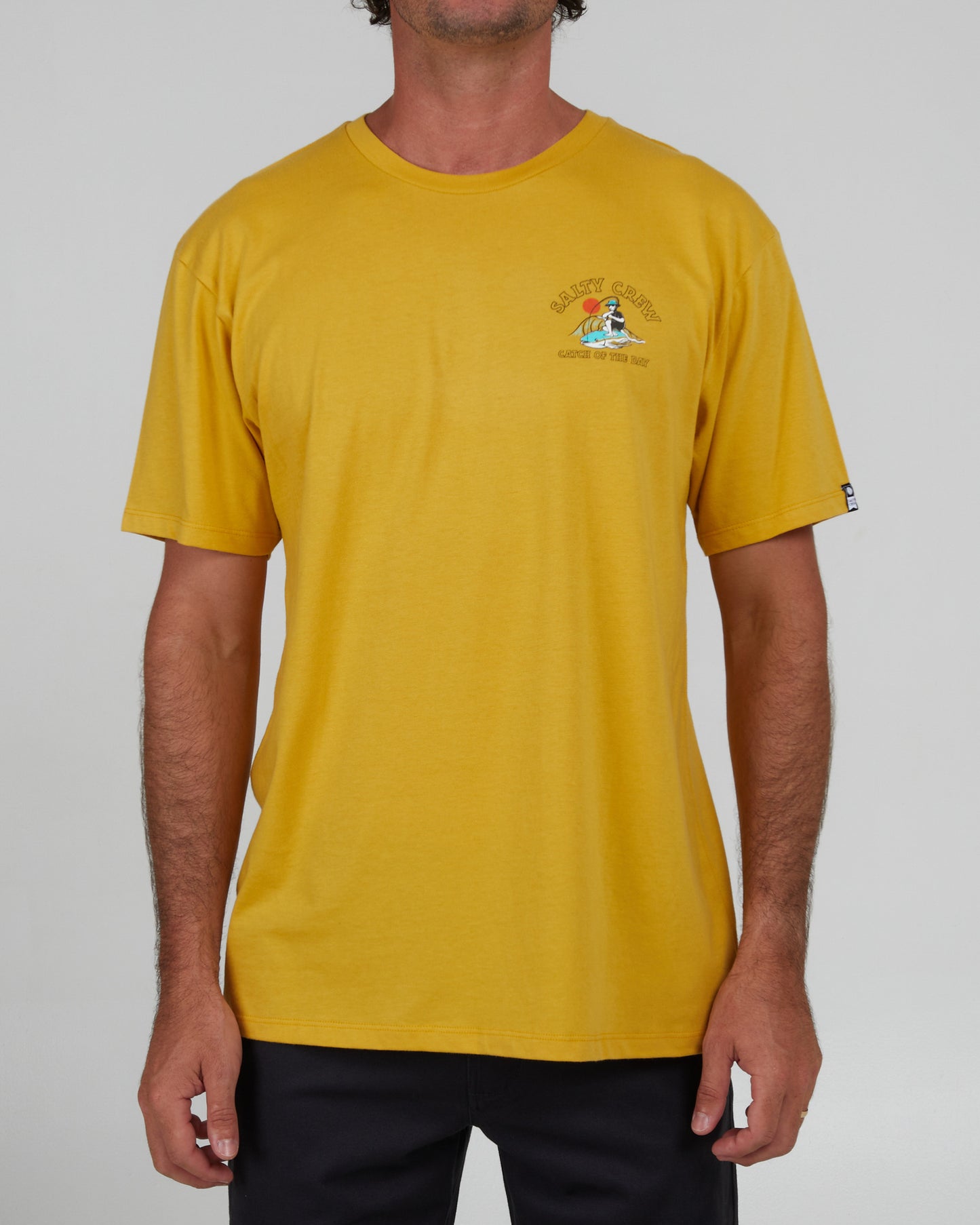 front view of Catch of the Day Mustard S/S Premium Tee