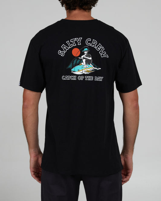 back view of Catch of the Day Black S/S Premium Tee