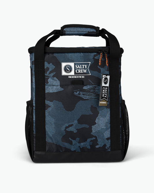 front view of Chiller Blue Camo Cooler Backpack