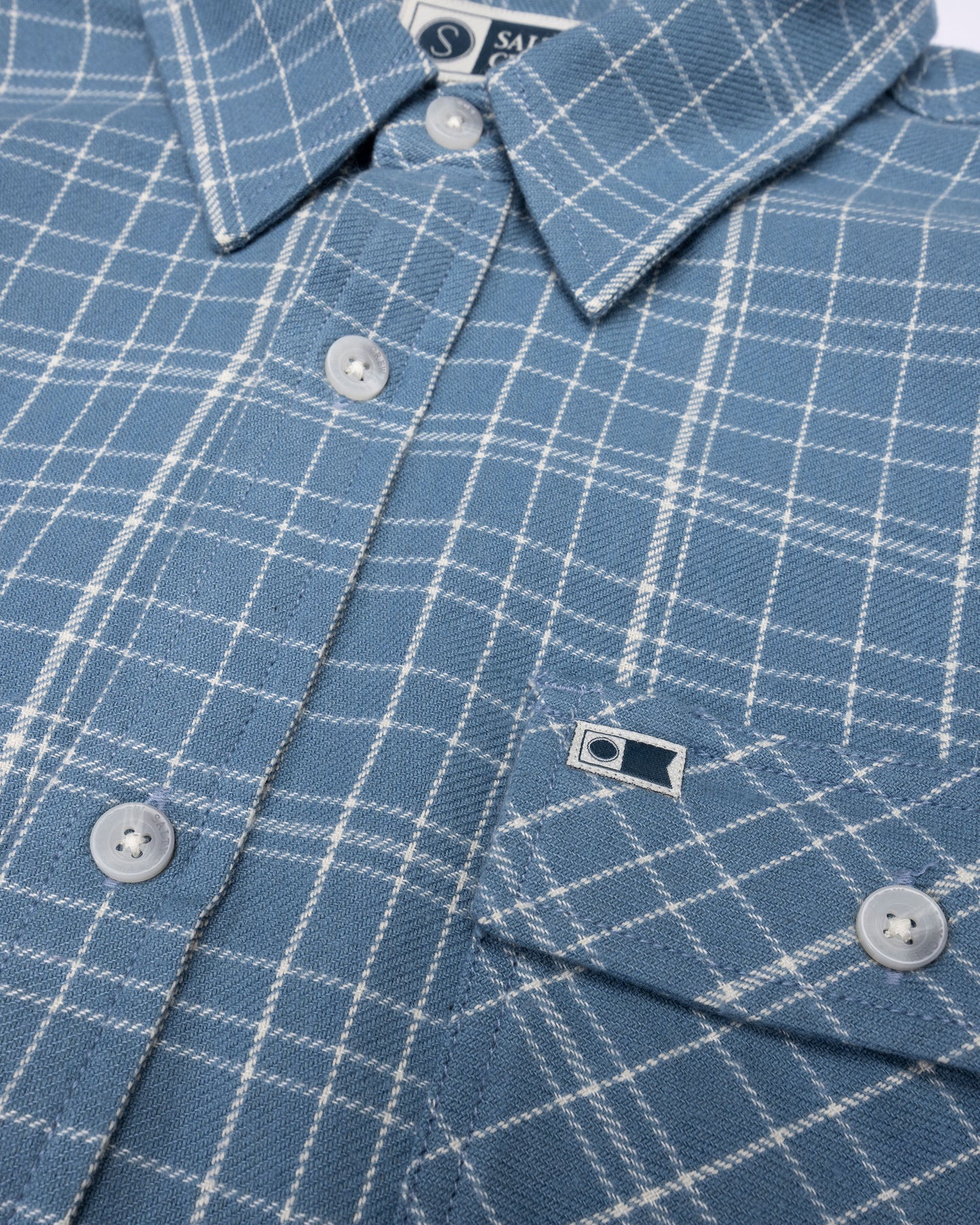 Detail photo of the Daybreak Flannel - Pilot Blue. 
