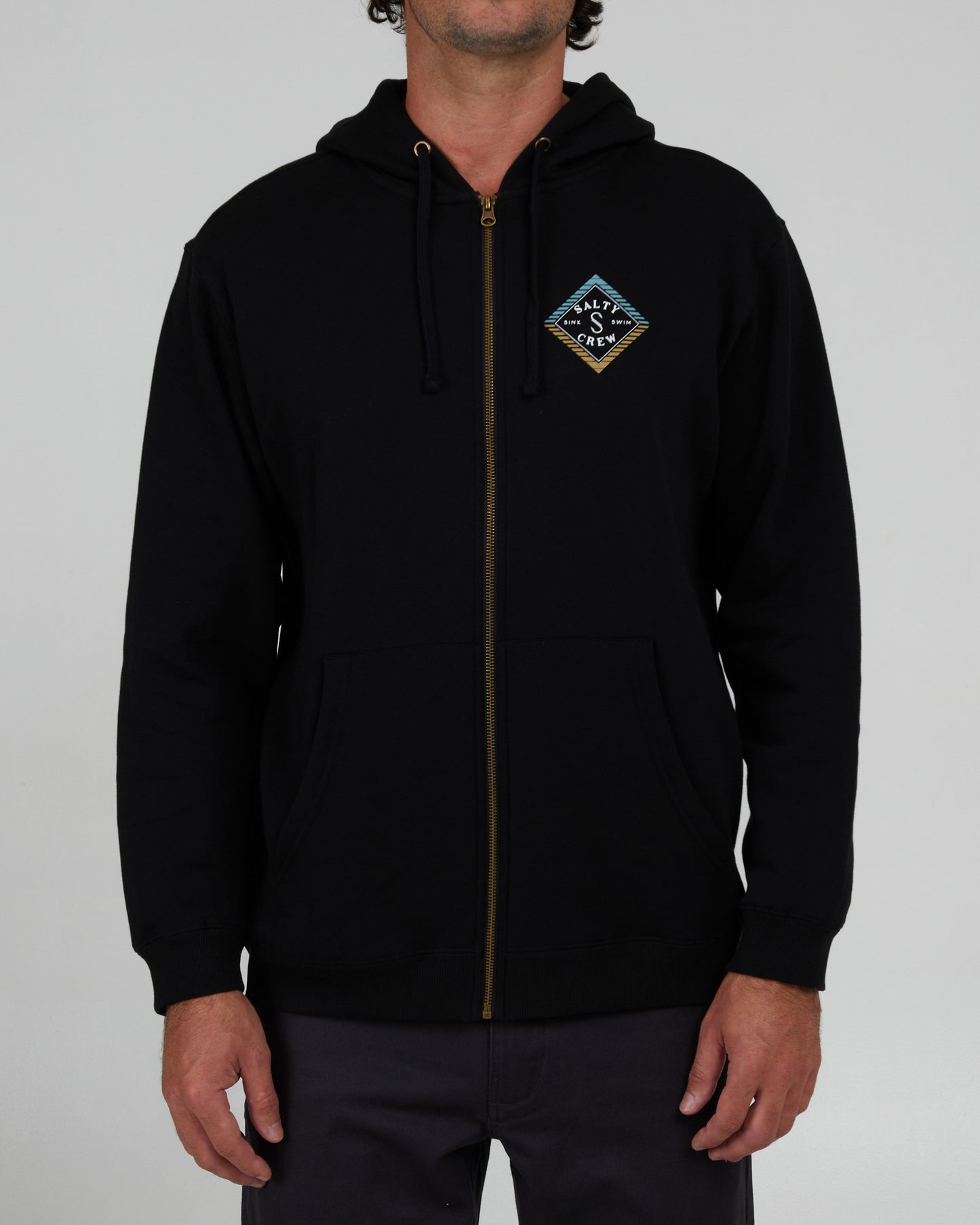 front view of Faded Black Zip Fleece