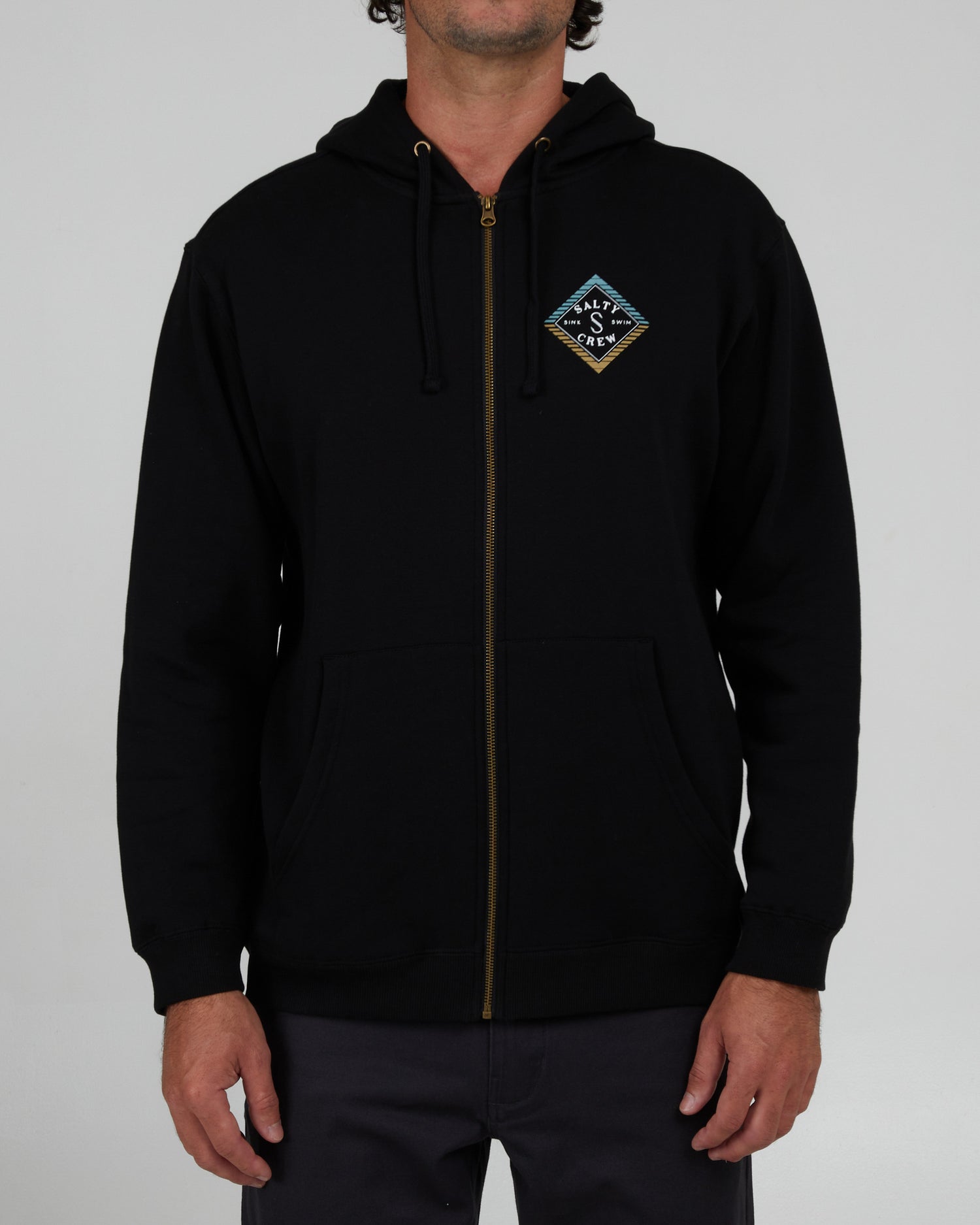 front view of Faded Black Zip Fleece