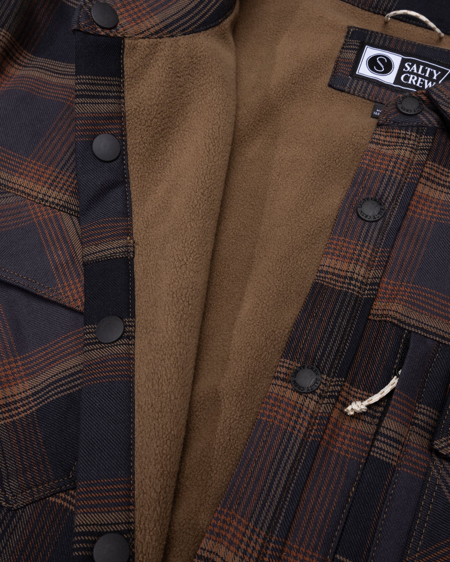 Up close photo of the Fathom Tech Shacket - Phantom. 