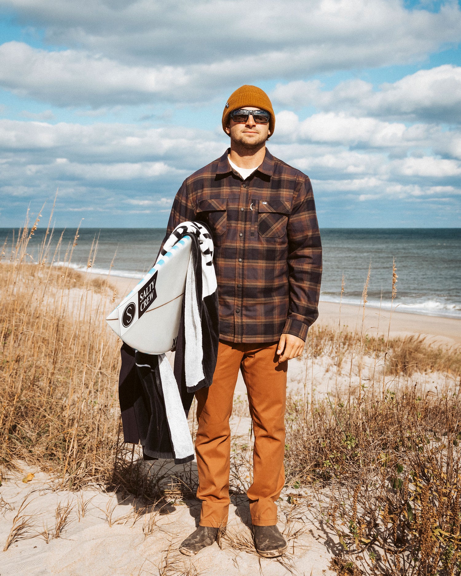 Candid photo of the Fathom Tech Shacket - Phantom. 