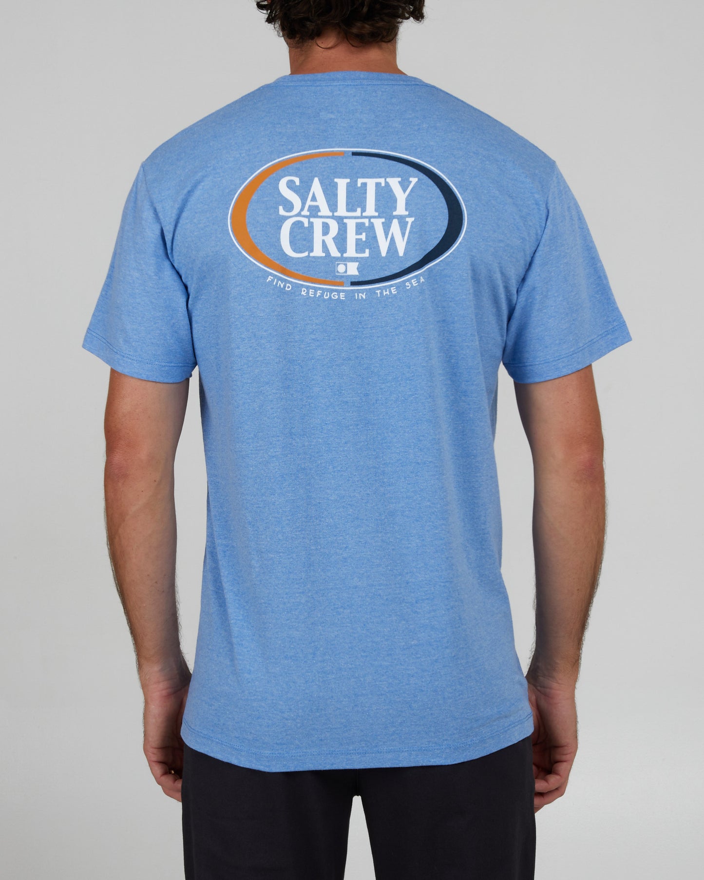back view of Half N Half Light Blue S/S Standard Tee