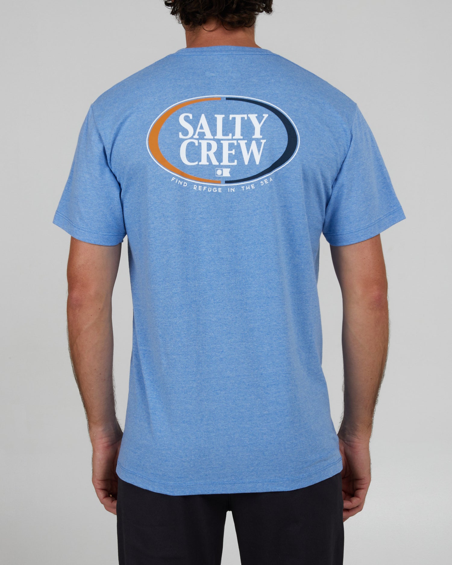 back view of Half N Half Light Blue S/S Standard Tee