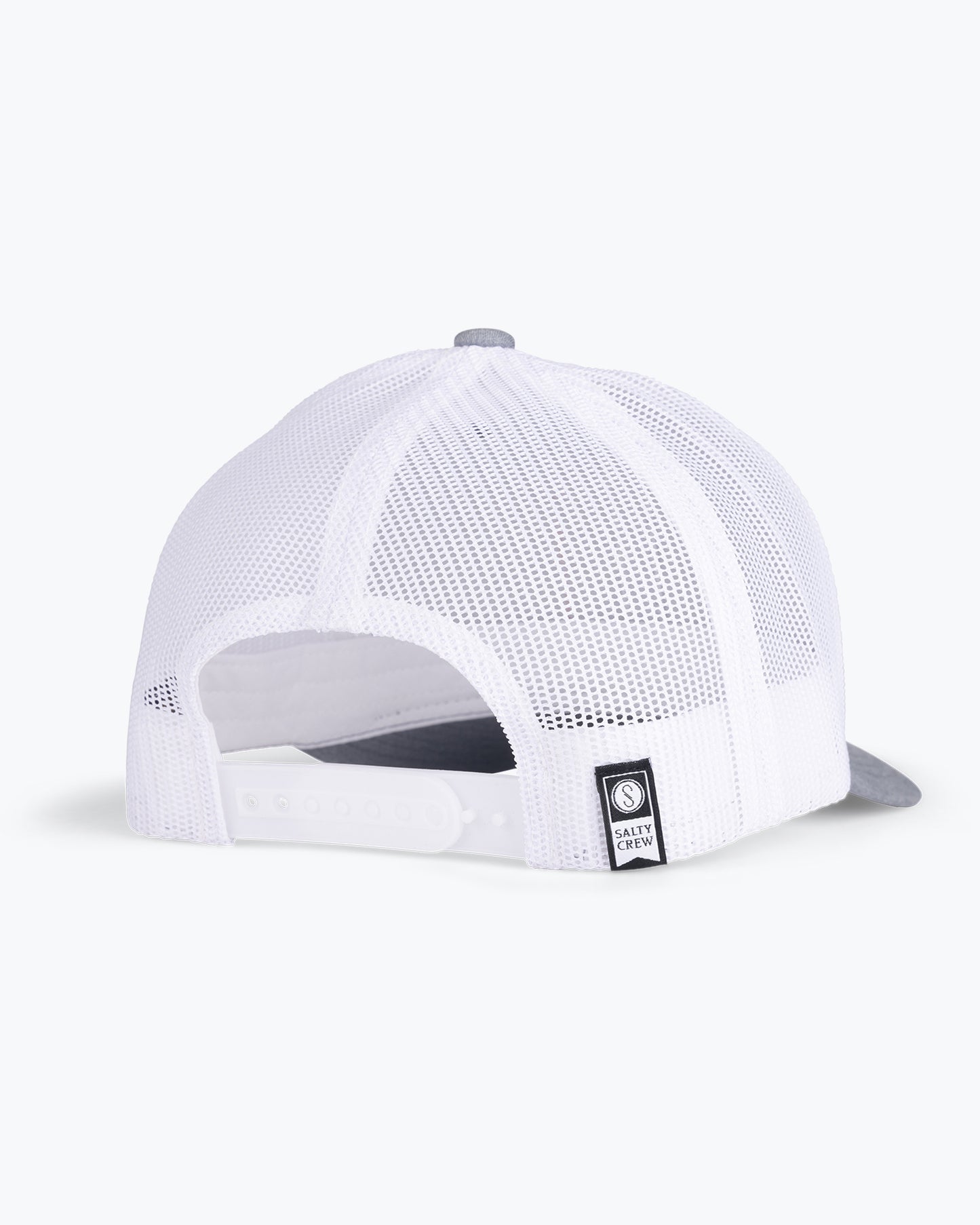 back view of Ink Slinger Heather Grey/White Retro Trucker 