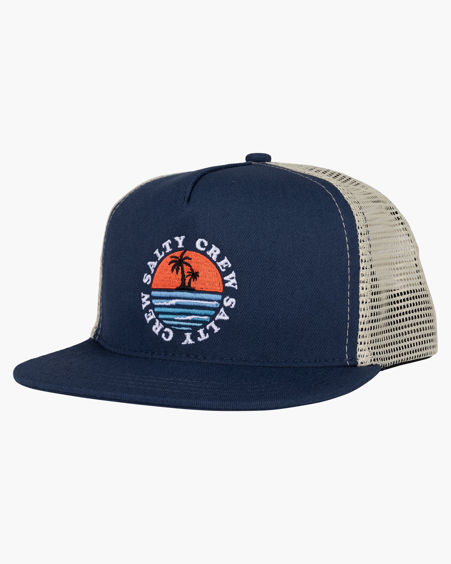 front view of Line Up Navy/Tan Boys Trucker