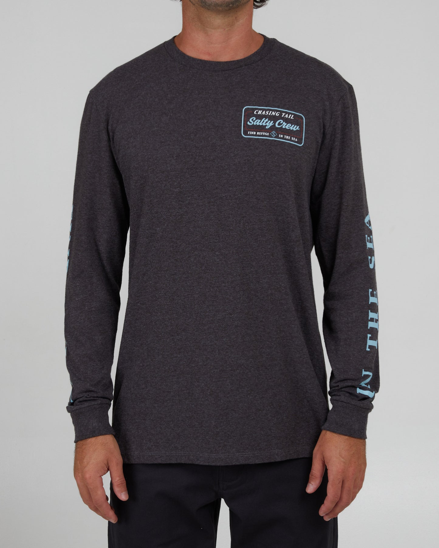 front view of Marina Charcoal Heather L/S Standard Tee