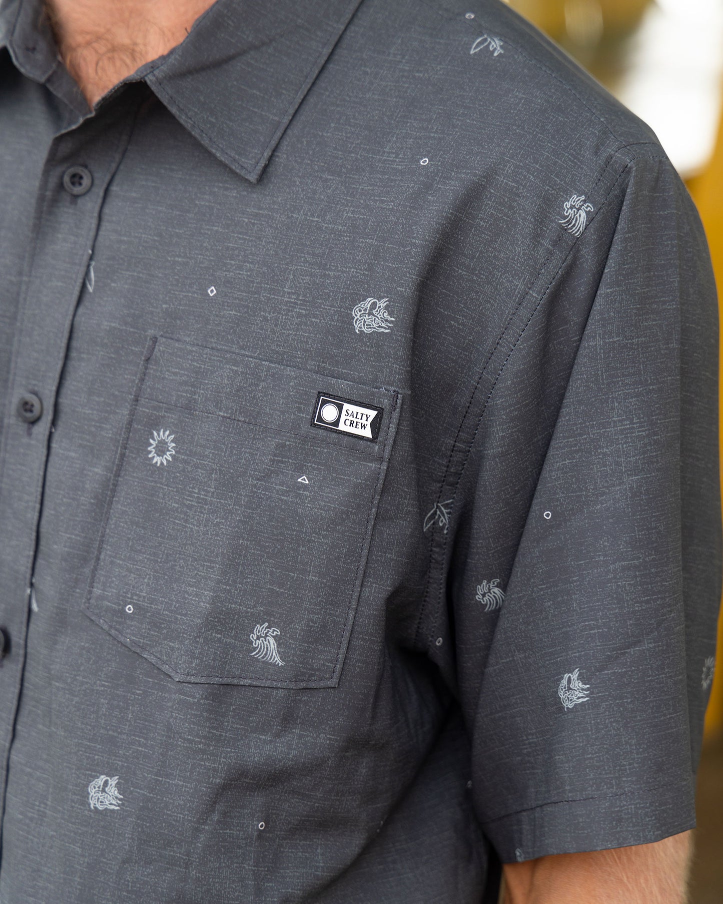 Micro Vibes UV Button Up - Coal