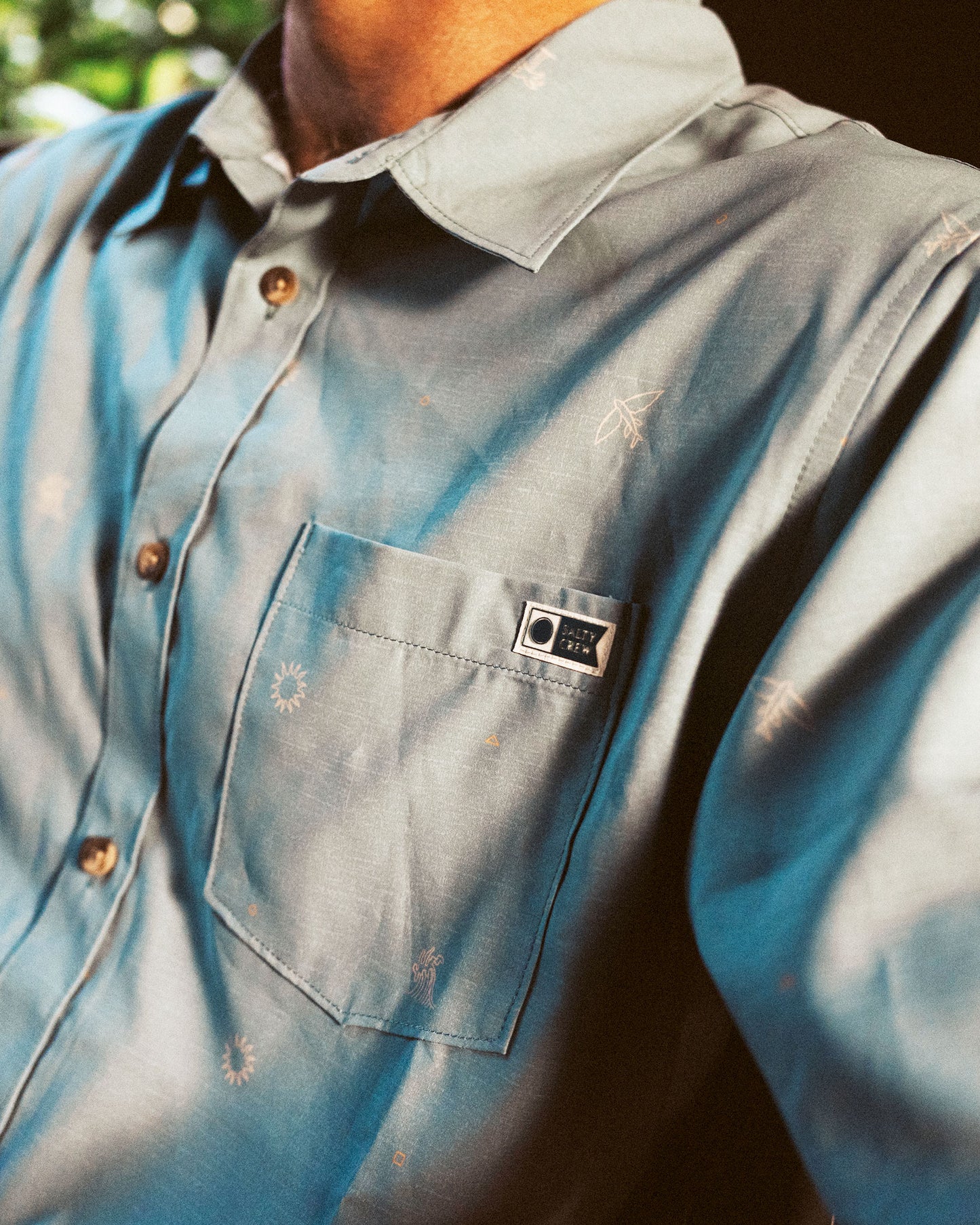 Micro Vibes UV Button Up - Deep Sea