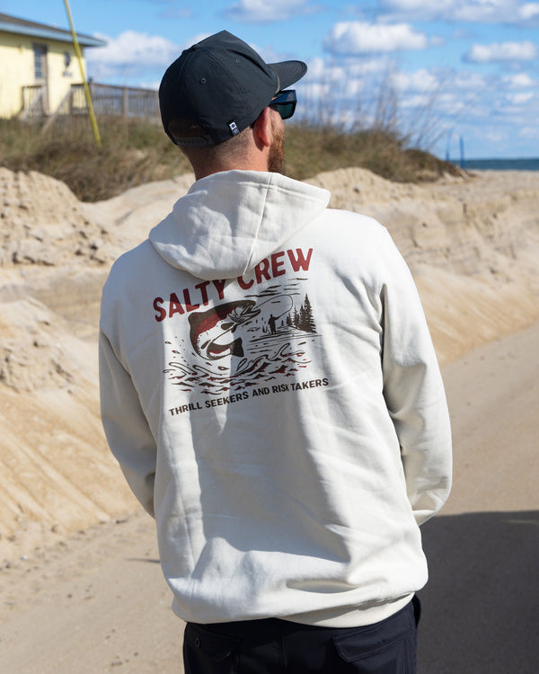 Candid photo of the Nature Vibes Fleece Hoodie - Bone. 