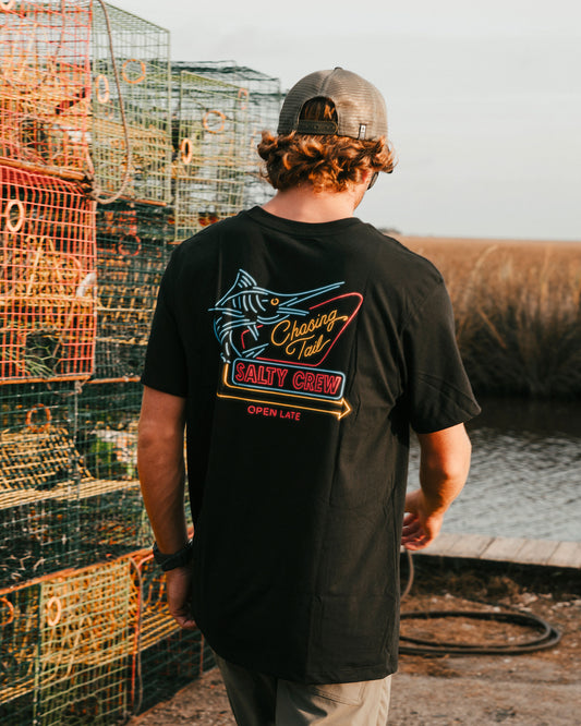 Candid photo of the Neon Sign Tee - Black. 