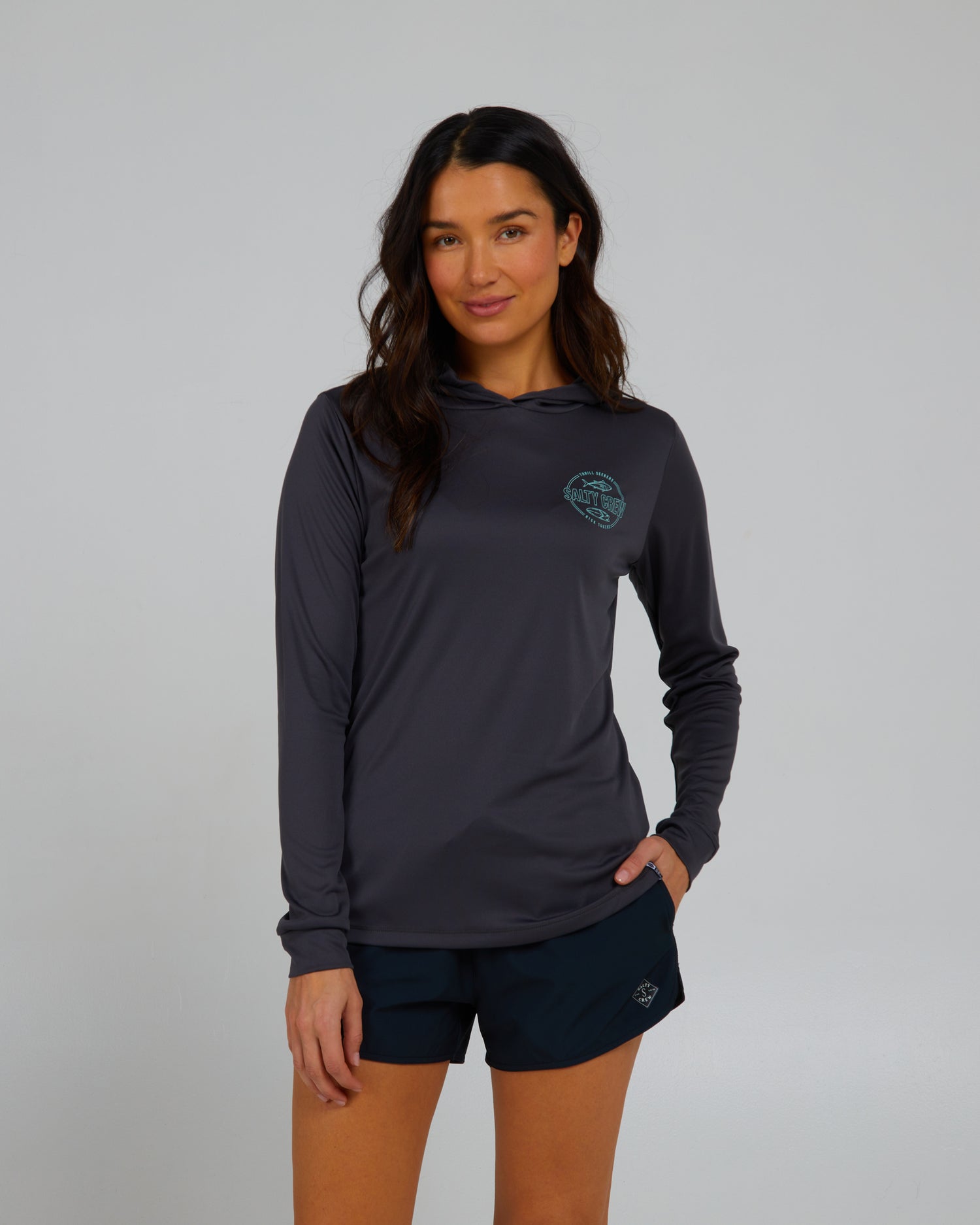 OUTLINED HOODED SUN SHIRT Charcoal