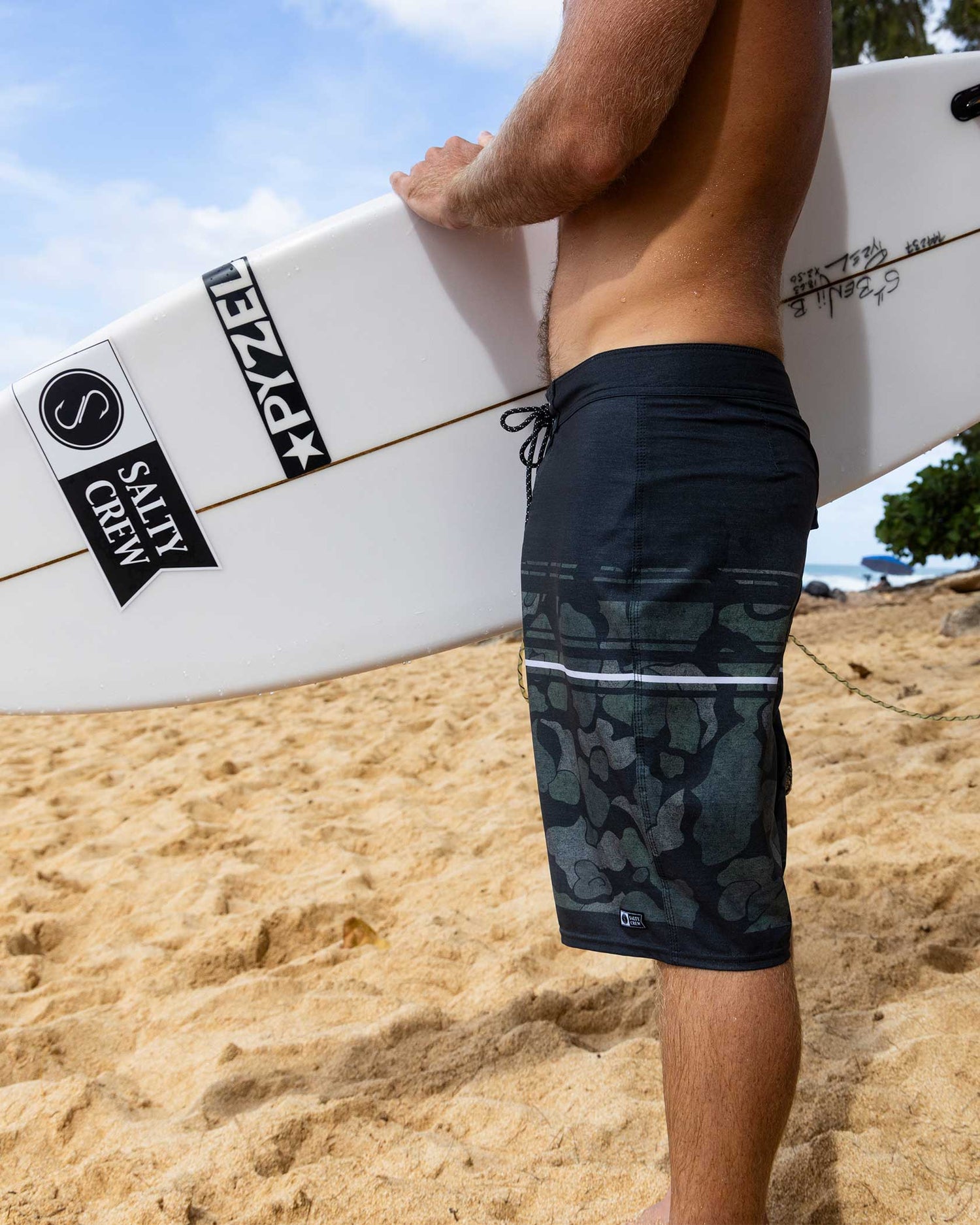 Lifestyle shot of the Banzai Boardshort - Camo. 
