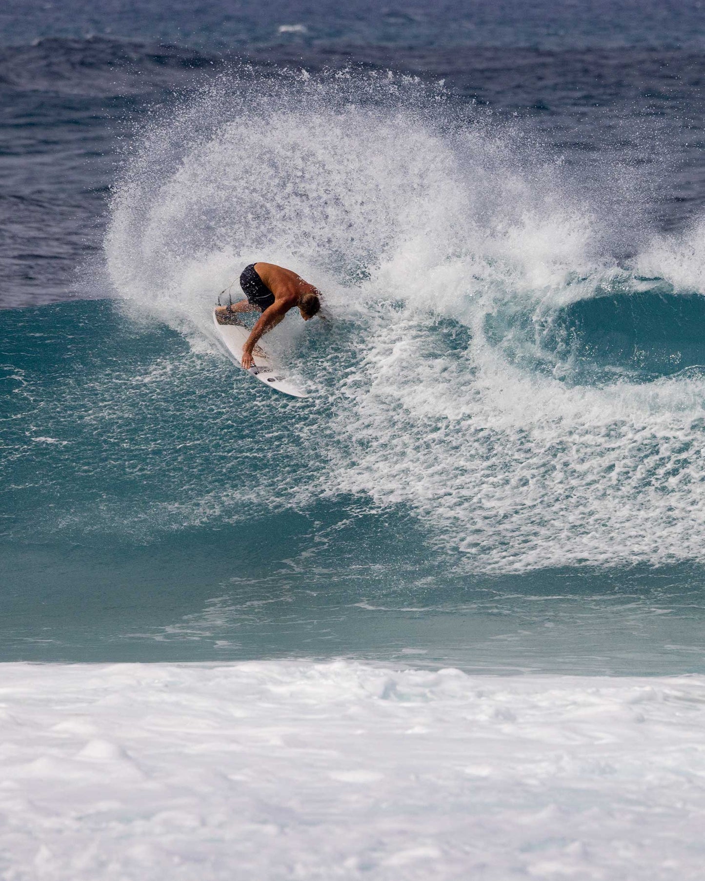 Action shot of the Banzai Boardshort - Camo. 