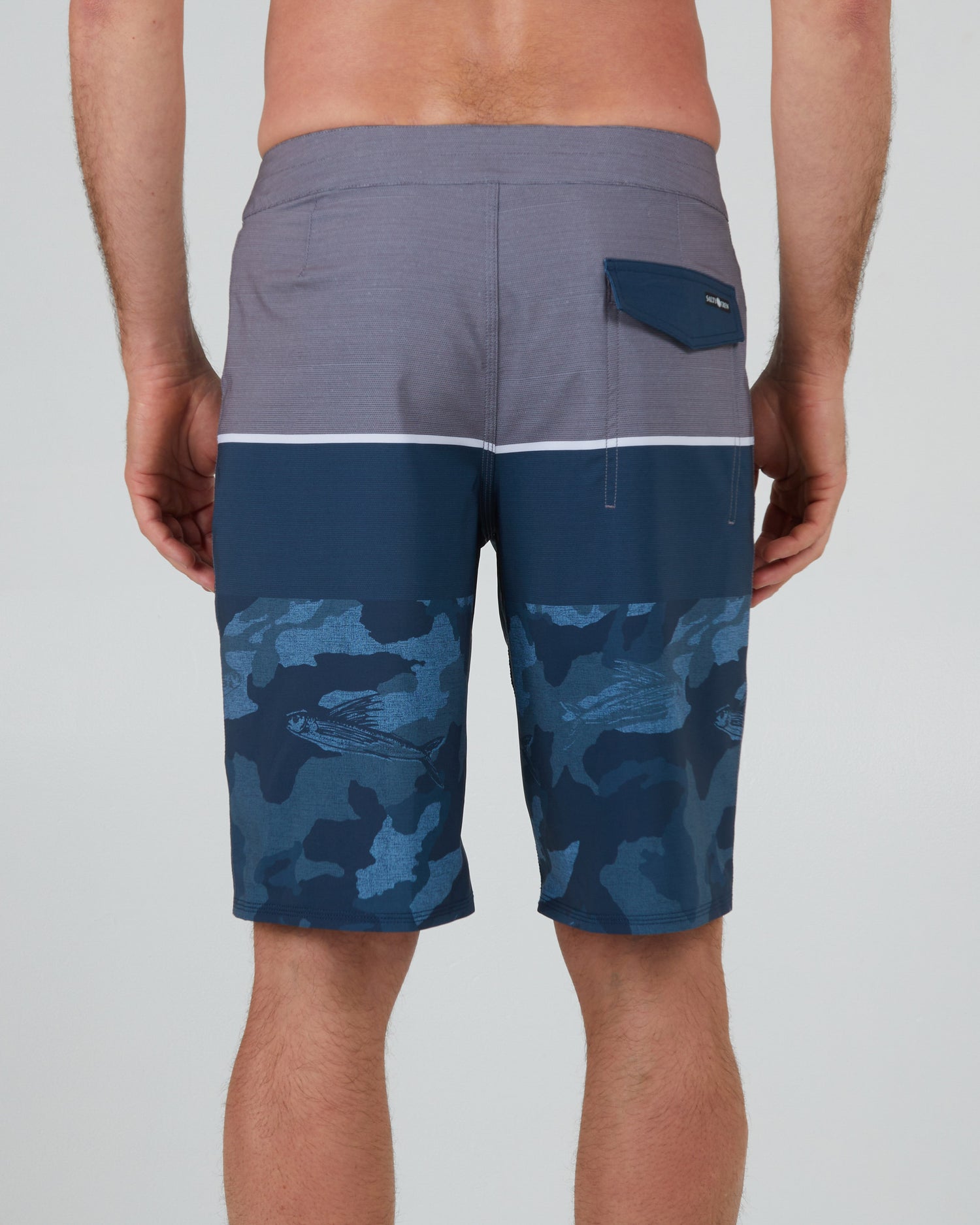 back view of Stacked Charcoal Boardshort