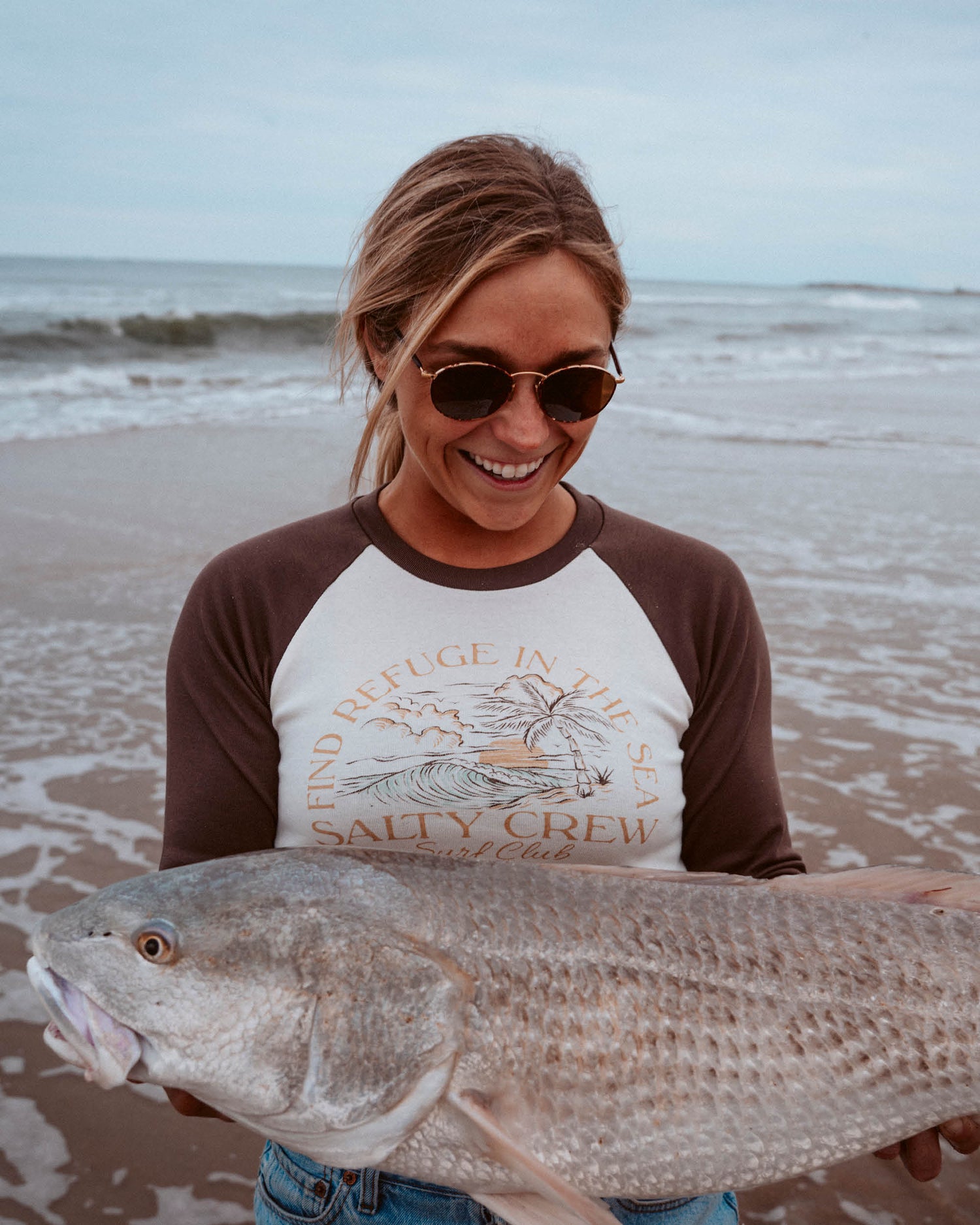 Lifestyle shot of the Surf Club Long Sleeve - Espresso. 