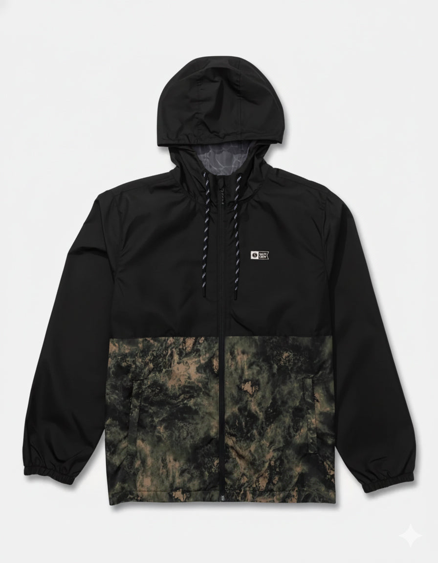 Front view of the Surface Windbreaker Jacket - Pirate Black. 