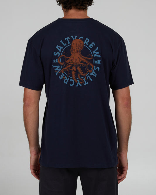 back view of Tentacles Navy S/S Premium Tee