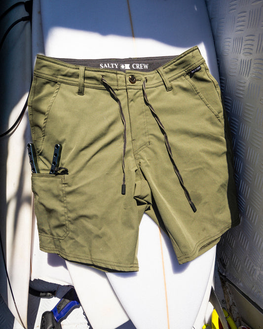 Alternate front view of the Transom Tech Short - Dusty Olive. 
