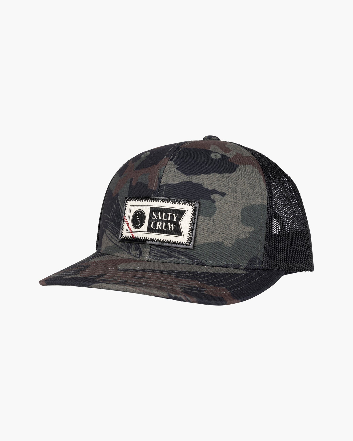 front view of Topstitch Retro Trucker Salty Camo