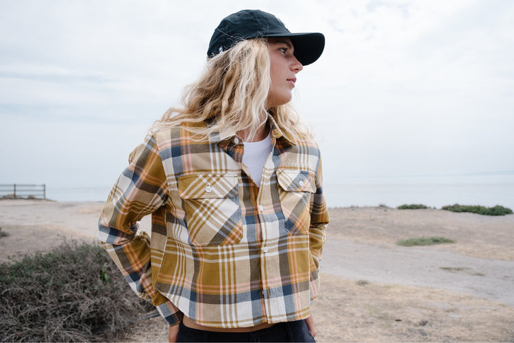 Shot of model wearing a Women's Salty Crew Flannel 