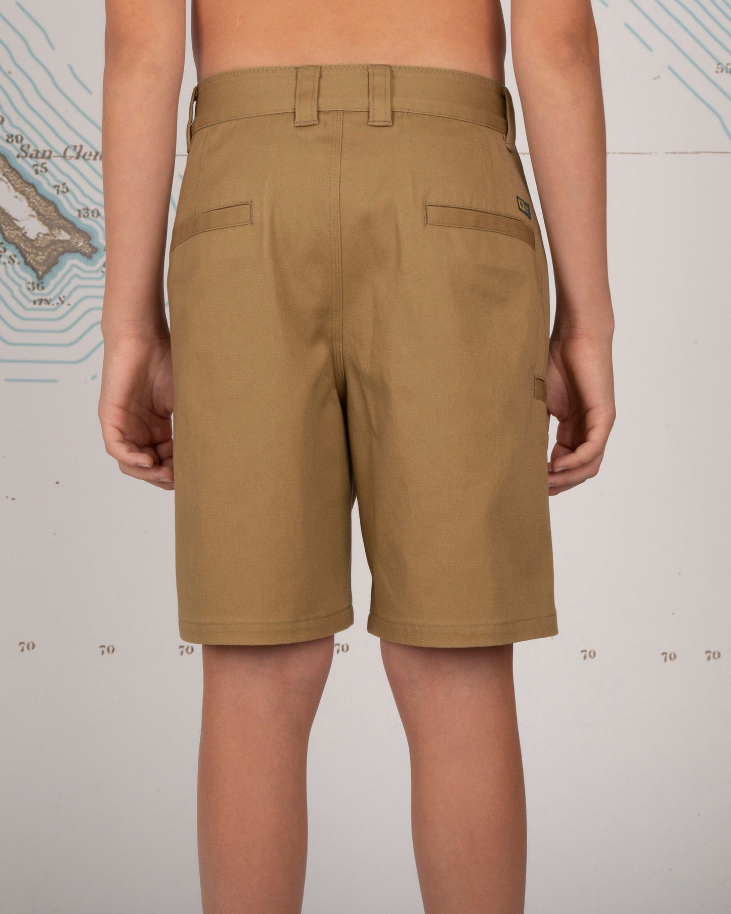 On body back of the Deckhand Boys Chino Short - Workwear Brown. 