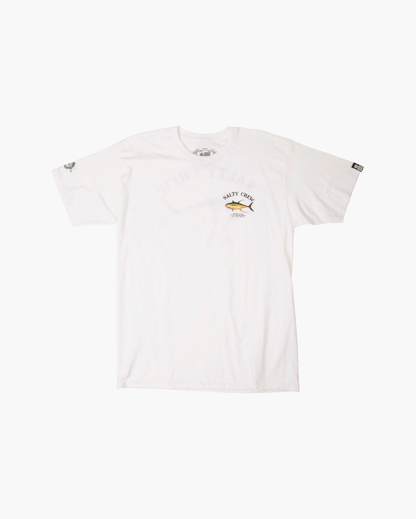 Off body front of Ahi Mount White S/S Standard Tee