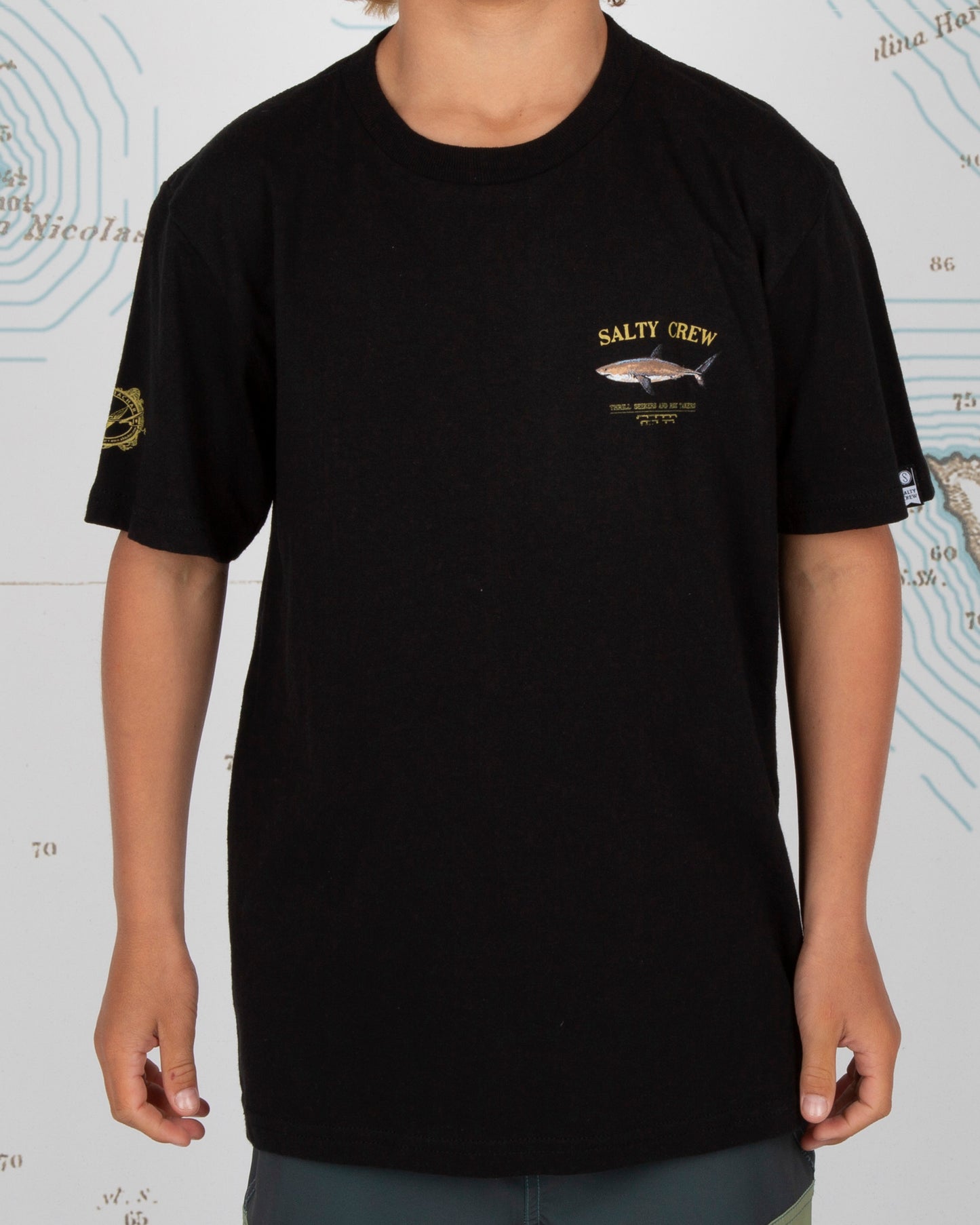 Salty Crew Bruce Boys Black S/S Tee Front