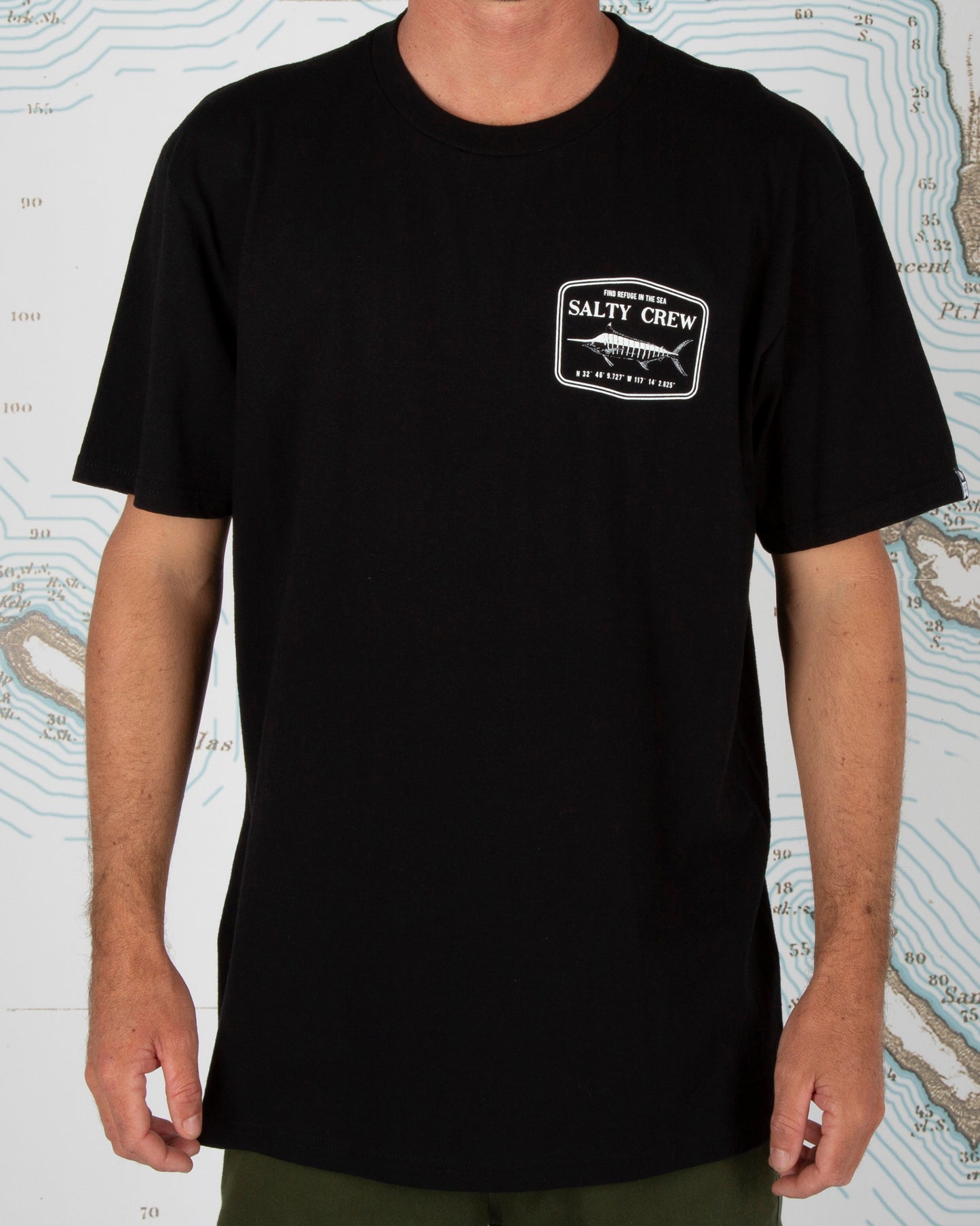 On body front of Stealth Black S/S Standard Tee