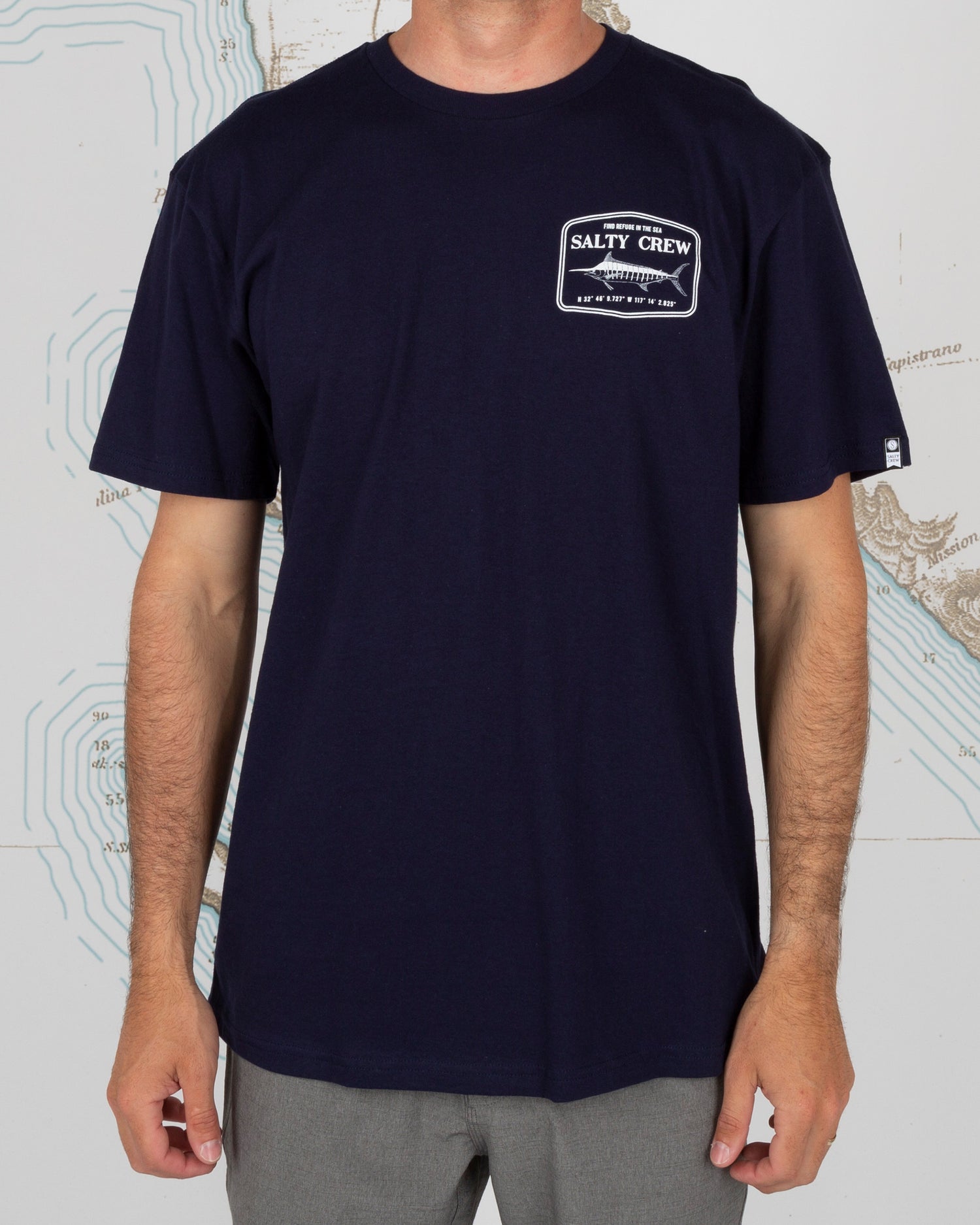 On body front of Stealth Navy Standard S/S Tee