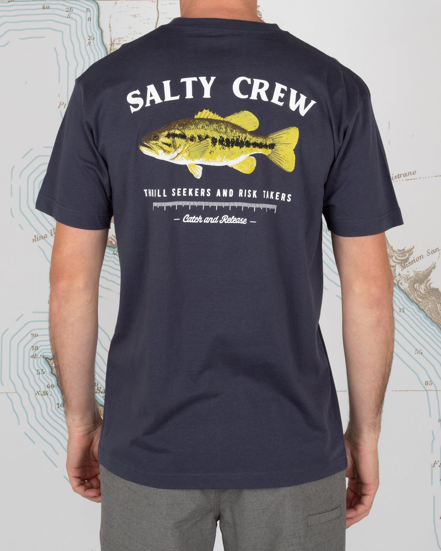 On body front of Bigmouth Harbor Blue S/S Premium Tee