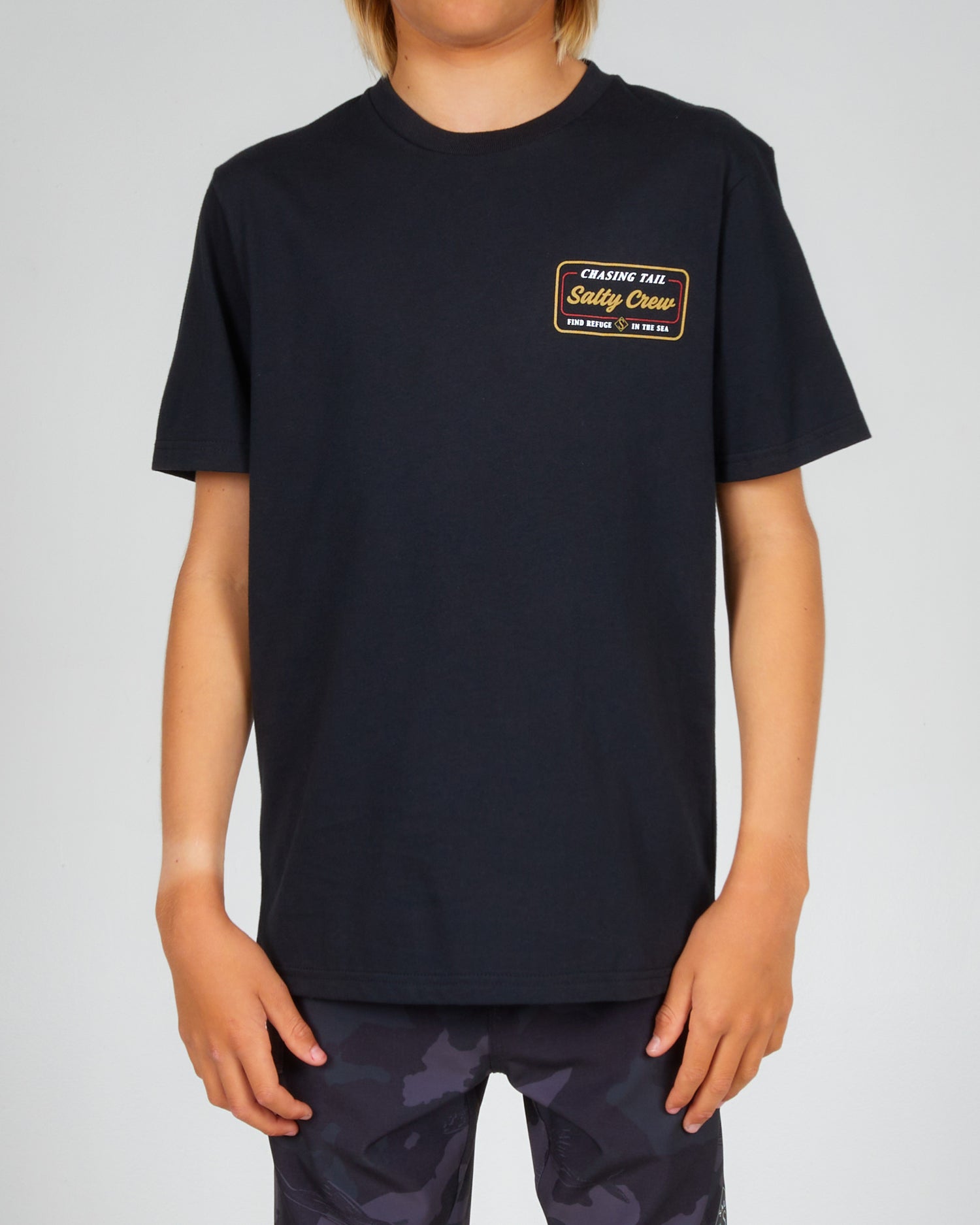 front view of Marina Boys Black S/S Tee