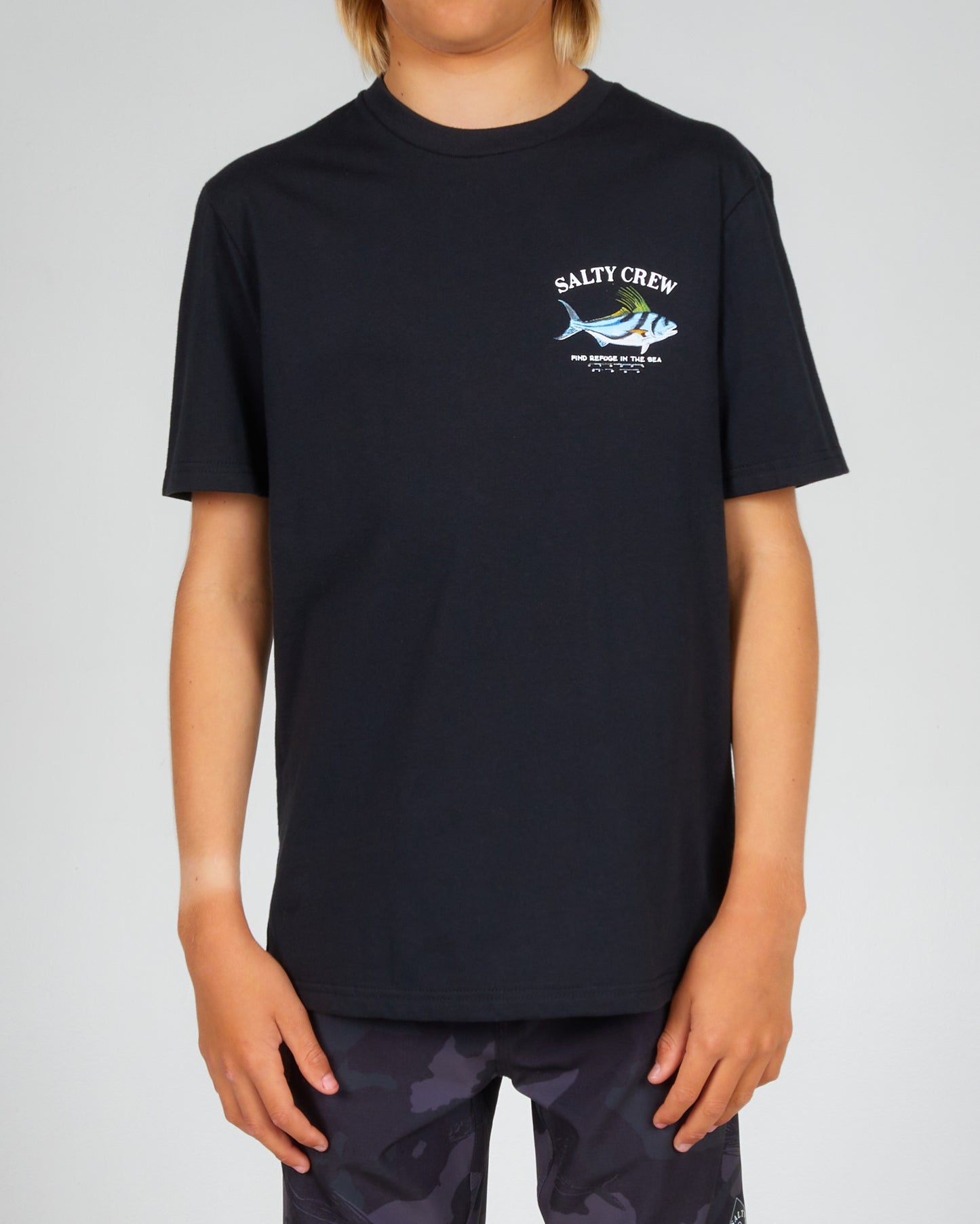 front view of Rooster Boys Black S/S Tee