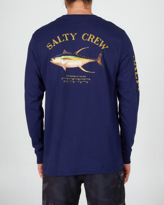 back graphic of Ahi Mount Navy L/S Standard Tee