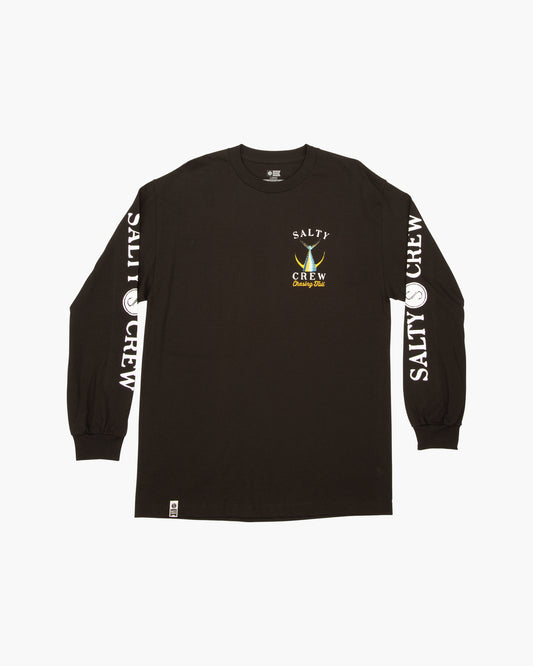 Off body front of Tailed Black L/S Standard Tee