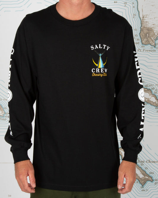On body front of Tailed Black L/S Standard Tee