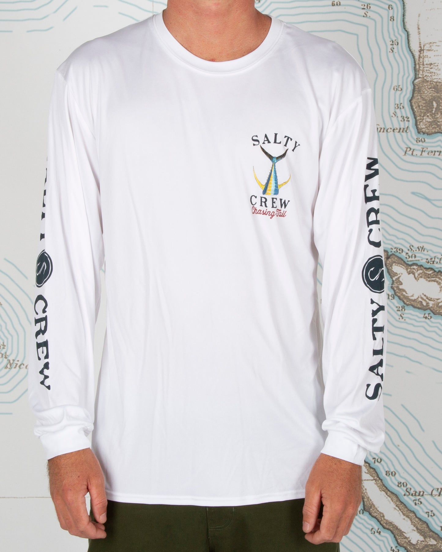 On body front of Tailed White L/S Sunshirt