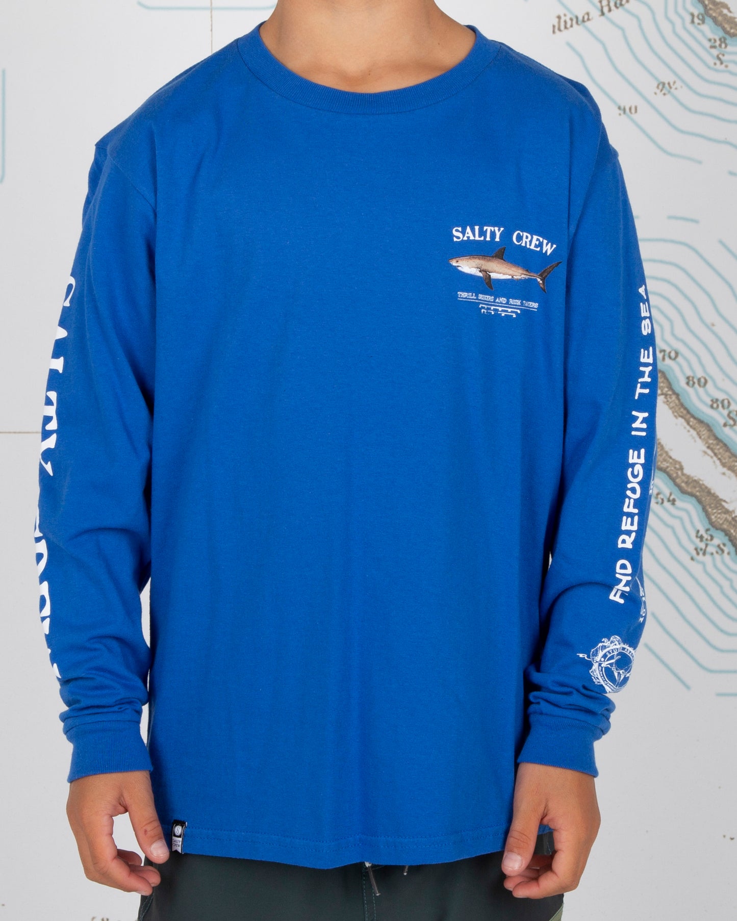 On body front of Bruce Boys Royal L/S Tee