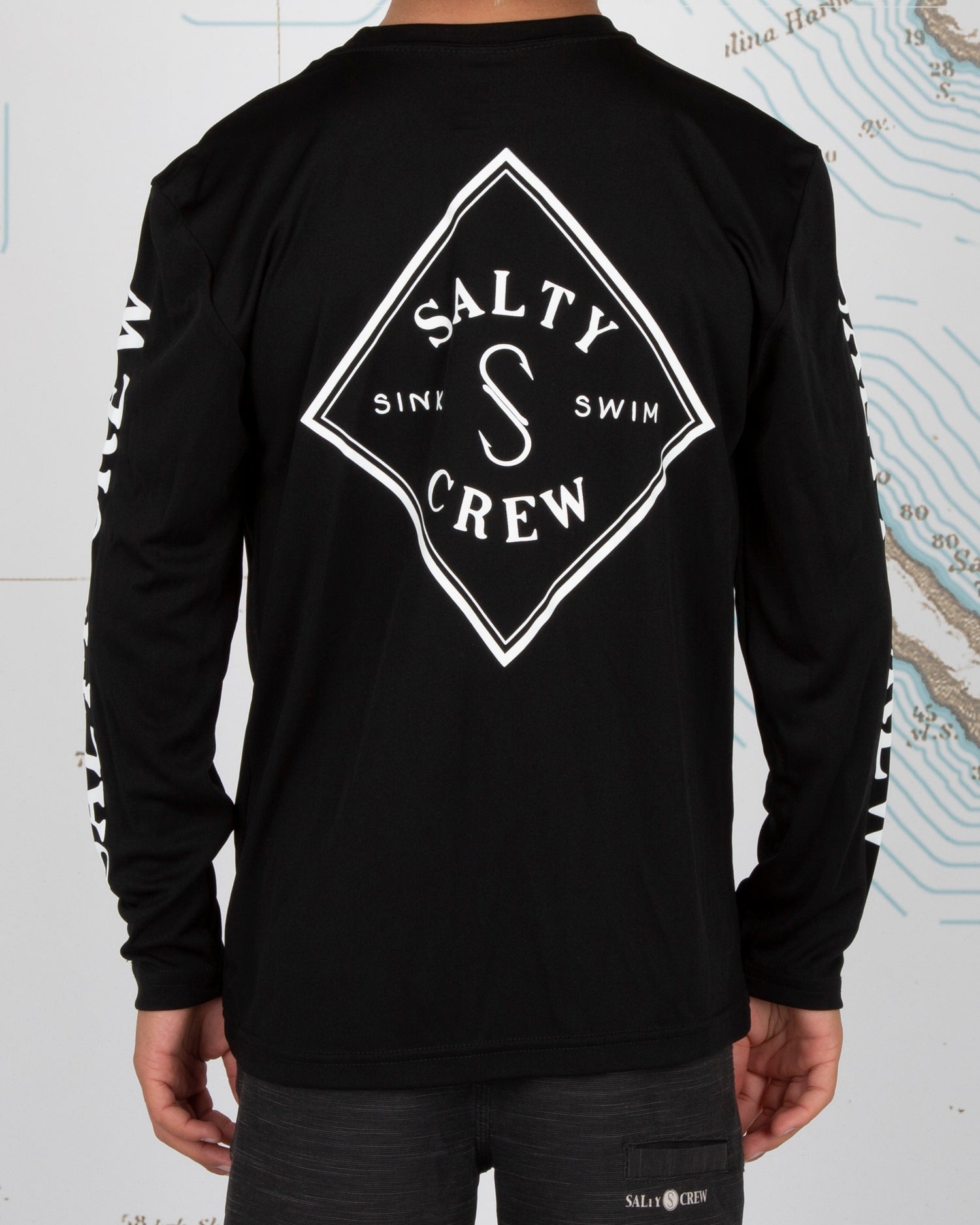 Salty Crew Tippet Boys Black UV L/S Tee Back