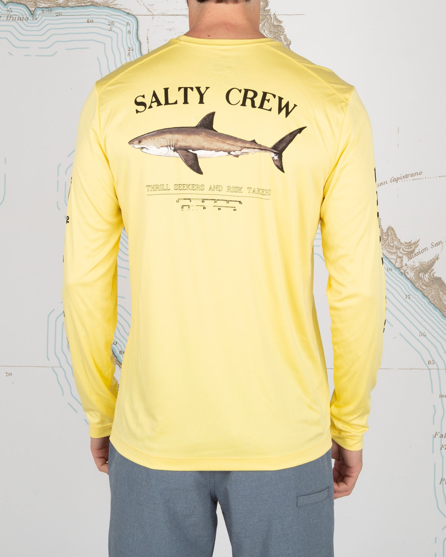 On body back of Bruce Yellow L/S Sunshirt