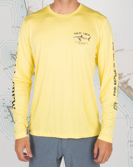On body front of Bruce Yellow L/S Sunshirt