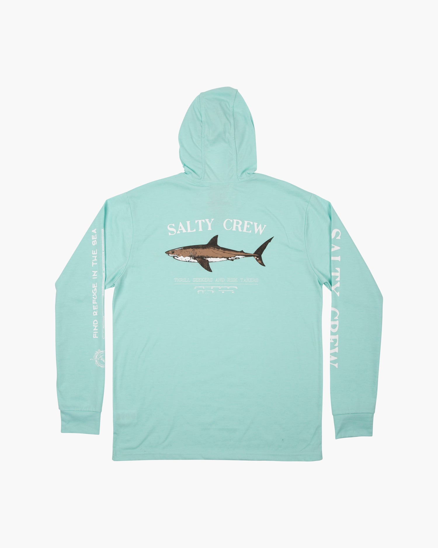 Off body back of Bruce Sea Foam Hood Tech Tee