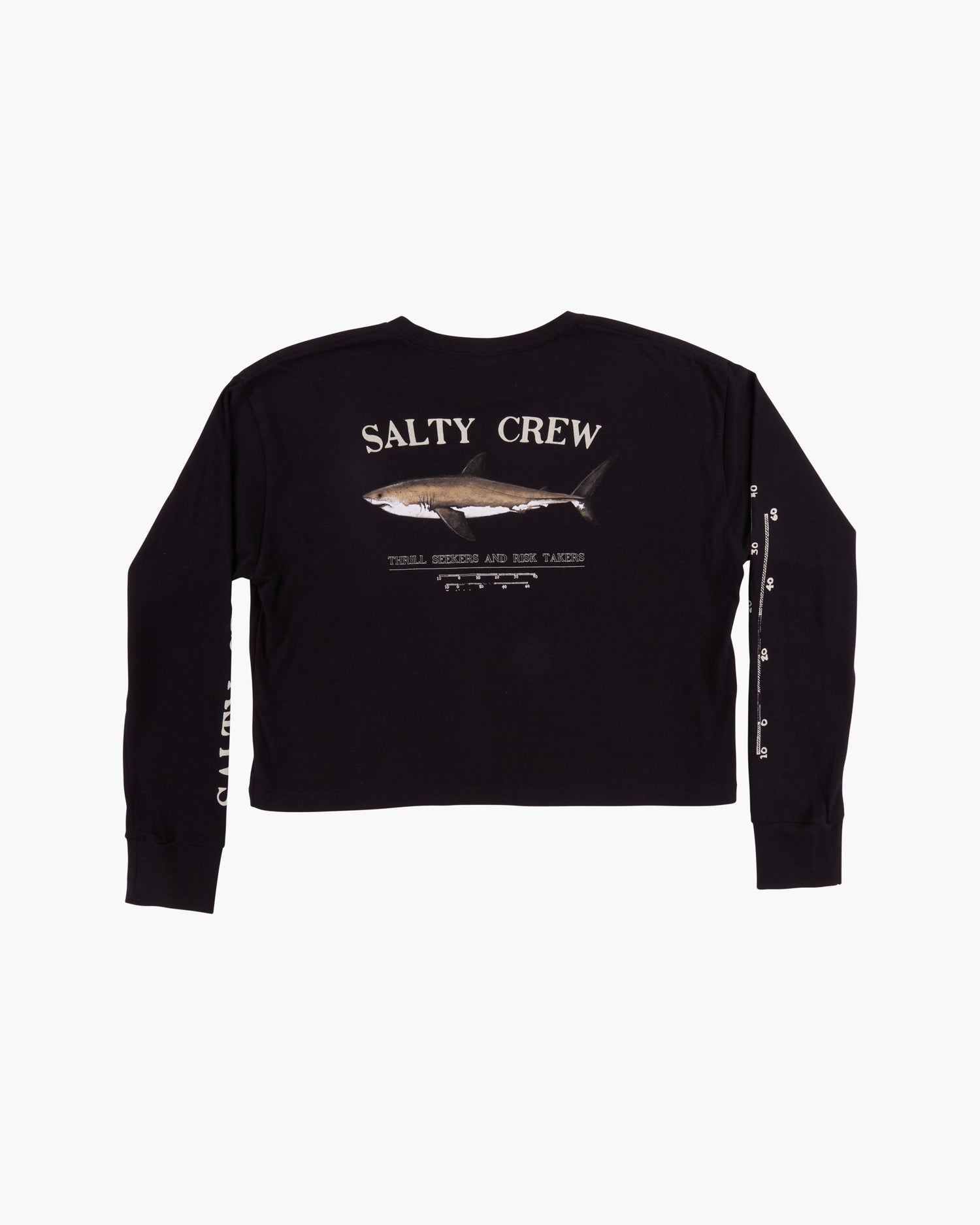 Salty Crew Women's Bruce Black Long Sleeve Crop back off body