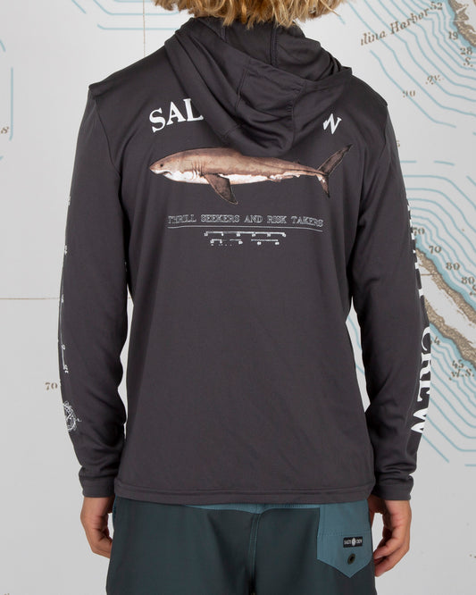 On body back of Bruce Boys Grey Hooded Sunshirt