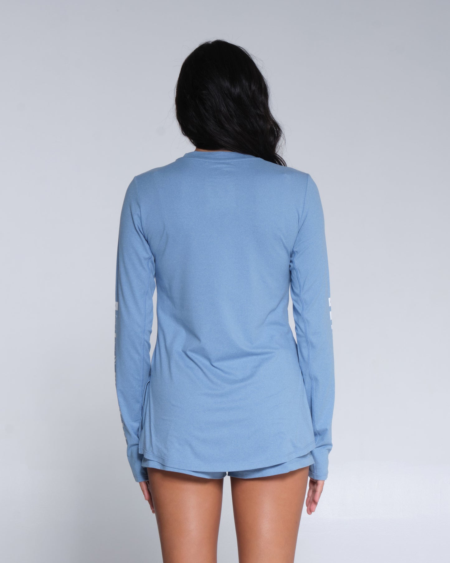back view of Thrill Seekers Marine Blue Crew Sunshirt